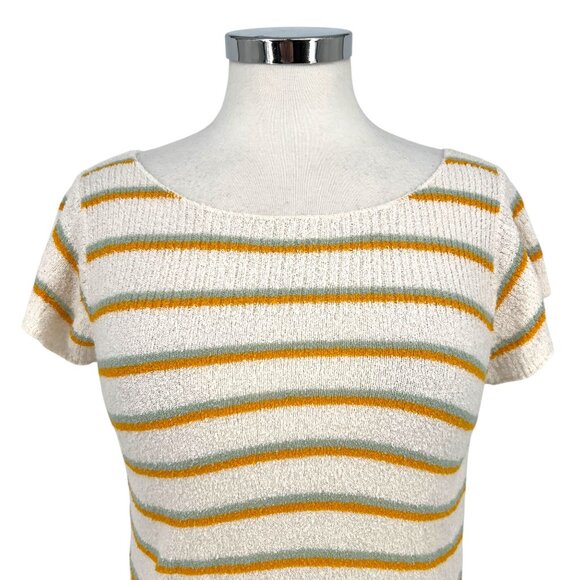 Madewell Striped Short Sleeve Sweater Top White Yellow Size Small - Picture 2 of 9